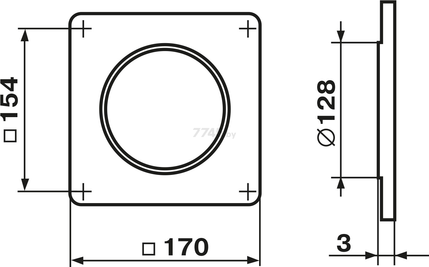 Пластина воздуховода настенная для круглых каналов d125 мм ZERNBERG 25 (10191041) - Фото 2