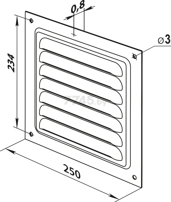 Решетка вентиляционная ZERNBERG Met 2525 (10192321) - Фото 2