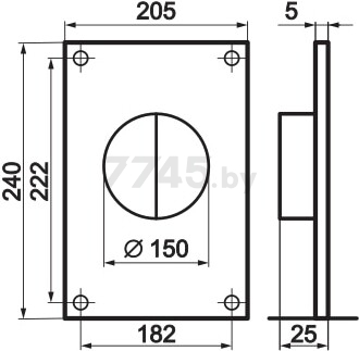 Пластина воздуховода настенная для круглых каналов d150 мм с фланцем и обратным клапаном ZERNBERG 3501 (10227391) - Фото 2