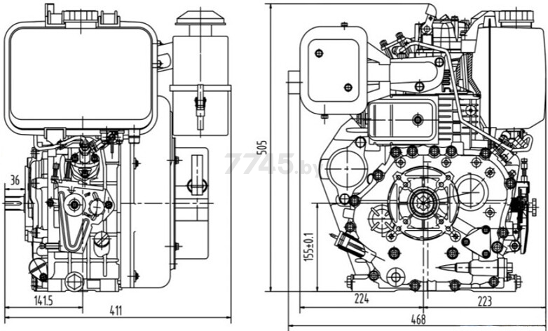 Двигатель дизельный LIFAN C192F-D (06079) - Фото 12