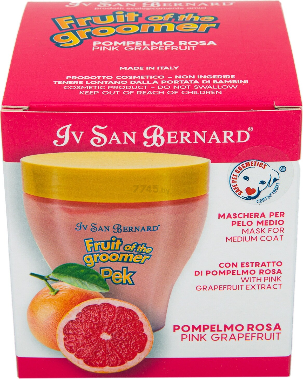 Маска для животных со средней шерстью IV SAN BERNARD Fruit Of The Groomer Pink Grapefruit с витаминами 250 мл (NMASPO250) - Фото 6