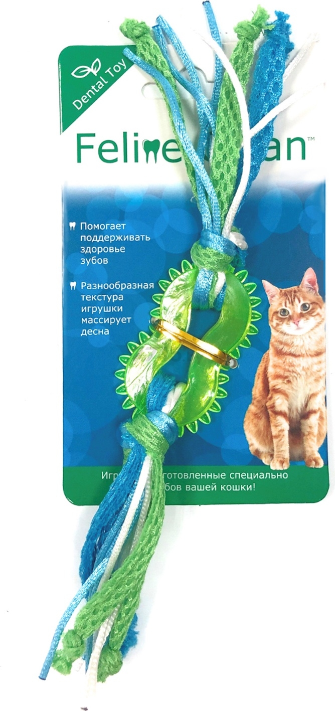 Игрушка для кошек FELINE CLEAN Dental Колечко-прорезыватель с лентами 9x15 см (WB23540)