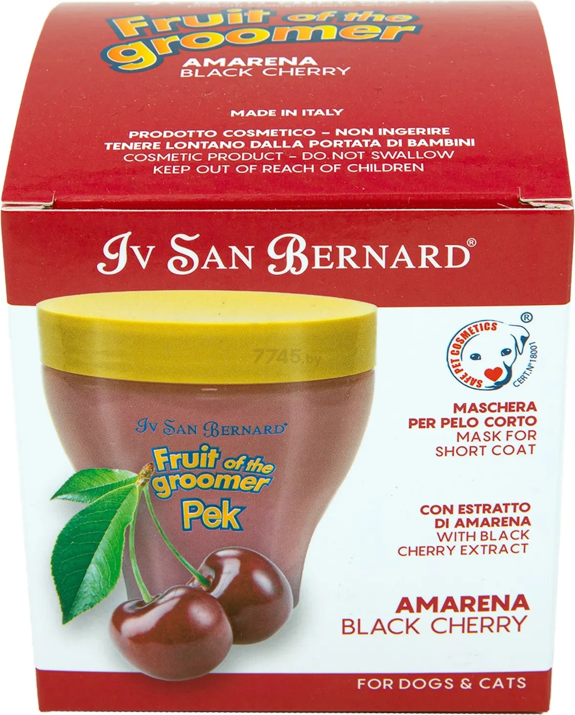 Маска для короткошерстных животных IV SAN BERNARD Fruit Of The Groomer Black Cherry протеин шелка 250 мл (NMASAM250) - Фото 5