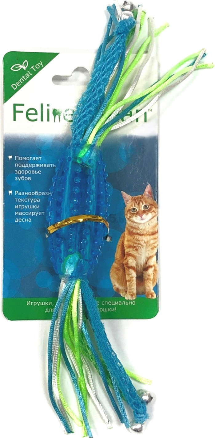 Игрушка для кошек FELINE CLEAN Dental Конфета-прорезыватель с лентами 4x9x15см (WB23547)