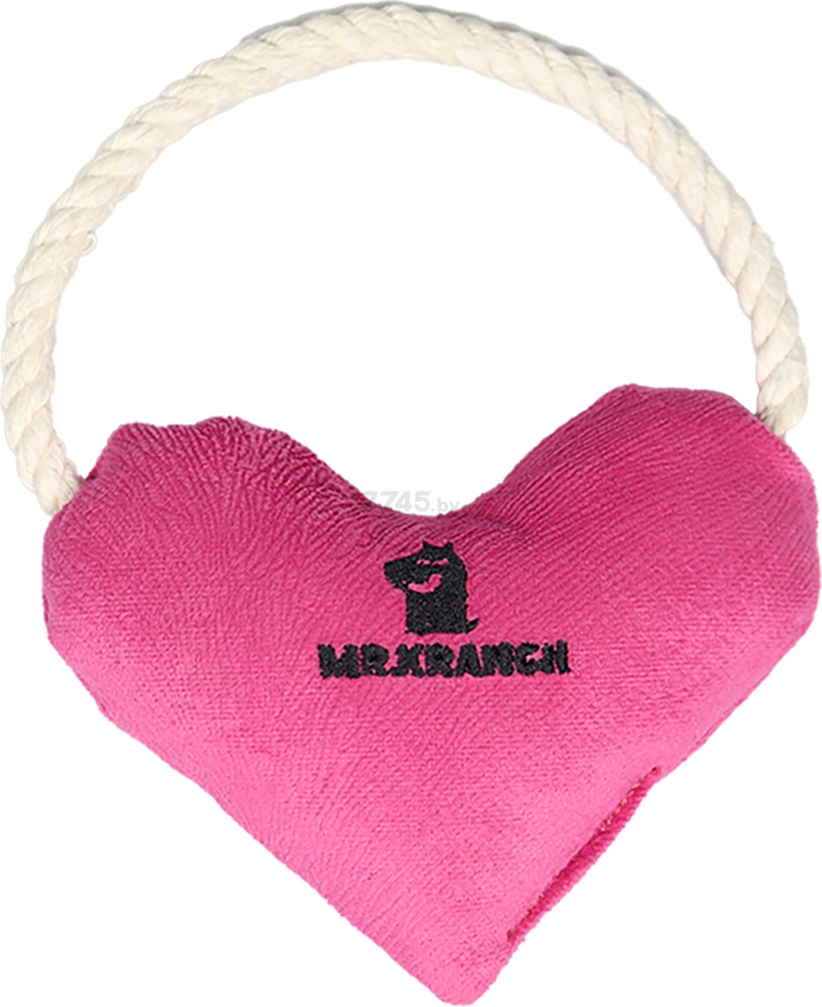 Игрушка для собак MR.KRANCH Сердечко с канатом и пищалкой 15х12х4 см розовый (MKR80267) - Фото 2