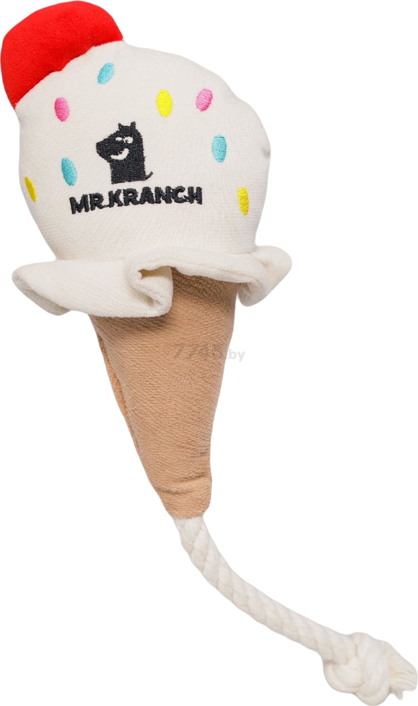 Игрушка для собак MR.KRANCH Мороженое с канатом 29х8х6,5 см бежевый (MKR80263)