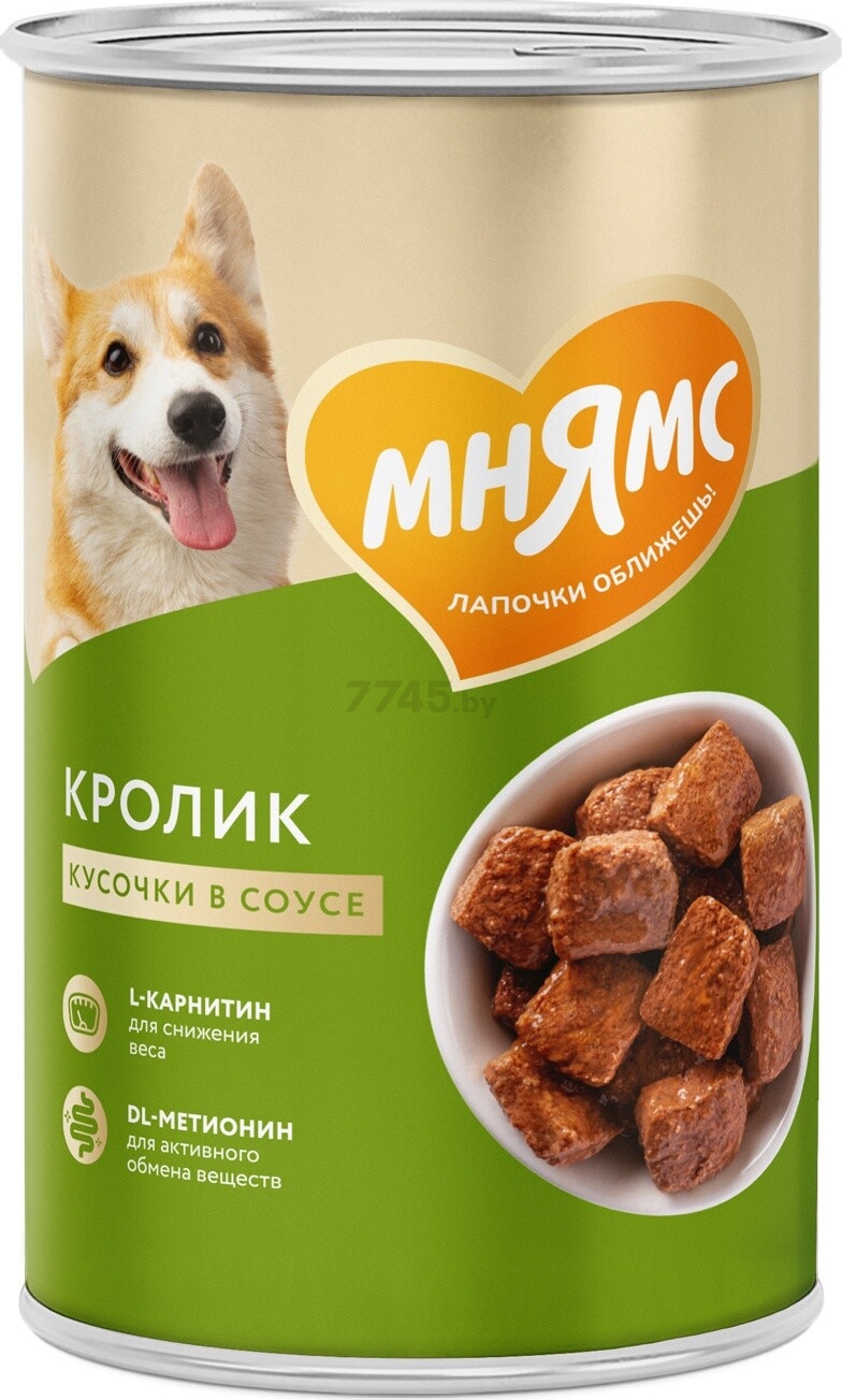 Влажный корм для собак МНЯМС Фитнес кролик в соусе консервы 400 г (705014)