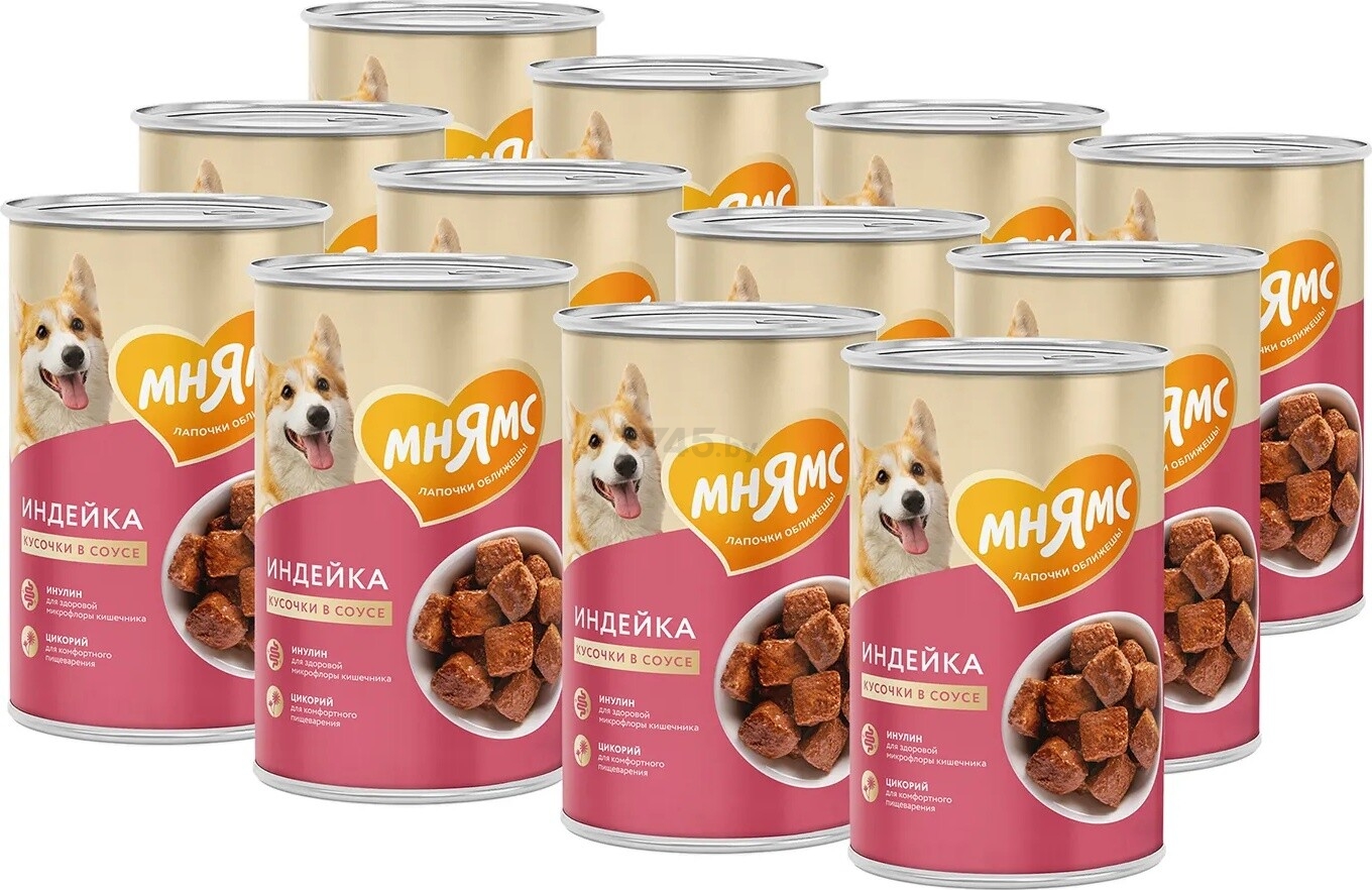 Влажный корм для собак МНЯМС Комфортное пищеврение индейка в соусе консервы 400 г (705069) - Фото 4