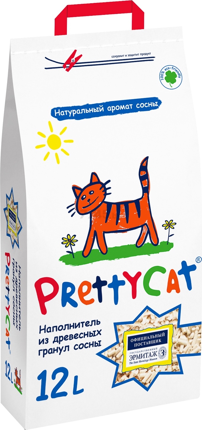 Наполнитель для туалета древесный впитывающий PRETTYCAT Wood Granules 12 л, 4 кг (620017)