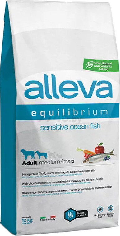 Сухой корм для собак ALLEVA Equilibrium Sensitive Adult Medium & Maxi океаническая рыба 12 кг (P6008)