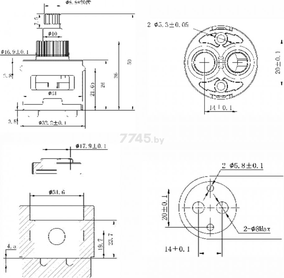 Картридж для дивертора D31 AV ENGINEERING тип F (AVSSS-096) - Фото 3