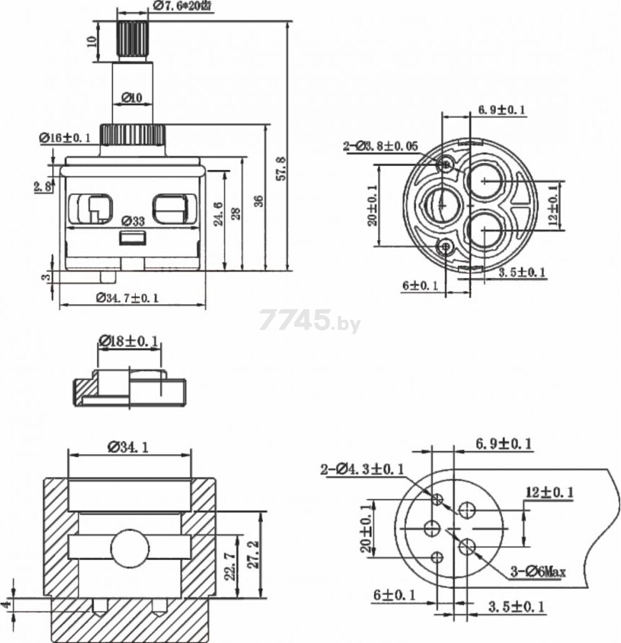 Картридж для дивертора D33 AV ENGINEERING тип F (AVSSS-099) - Фото 3