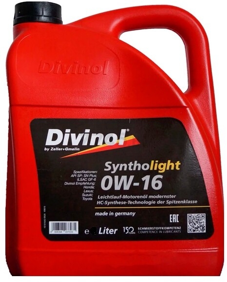 Моторное масло 0W16 синтетическое DIVINOL Syntholight 4 л (49810-K004)