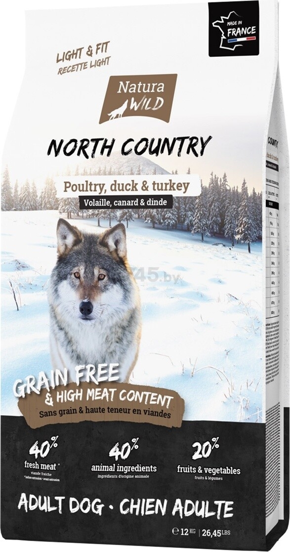 Сухой корм для собак беззерновой NATURA WILD North Country курица с уткой и индейкой 12 кг (795028) - Фото 2