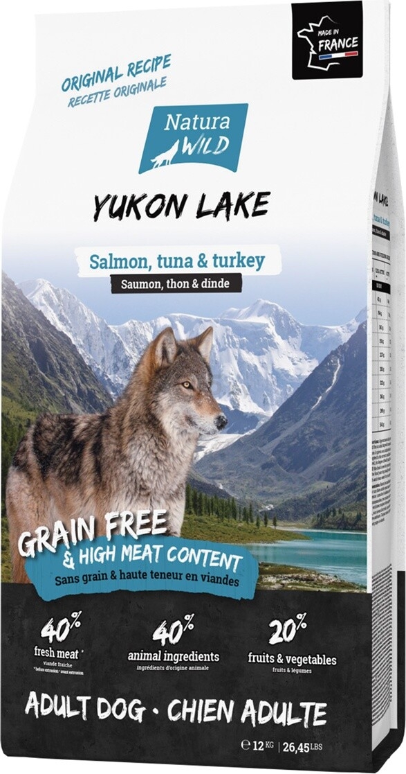 Сухой корм для собак беззерновой NATURA WILD Yukon Lake лосось с тунцом и индейкой 12 кг (795011) - Фото 2