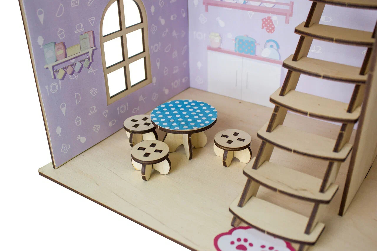 Игрушка WOODY Кукольный дом с мебелью (02529) - Фото 5