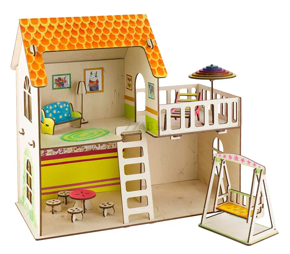 Игрушка WOODY Кукольный дом с летней террасой (02727) - Фото 4