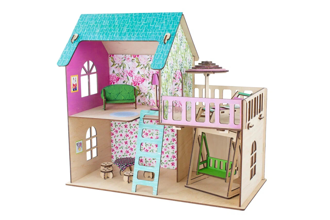 Игрушка WOODY Кукольный дом с летней террасой (02727) - Фото 8