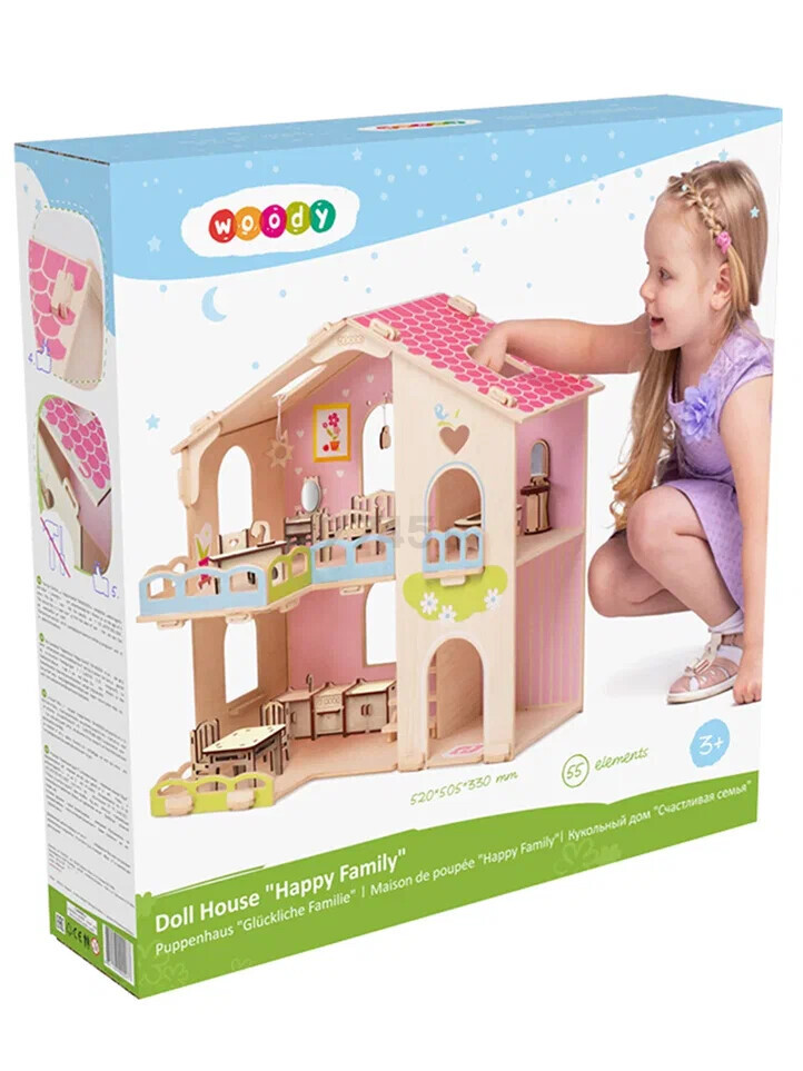 Игрушка WOODY Кукольный дом Счастливая семья (02277)