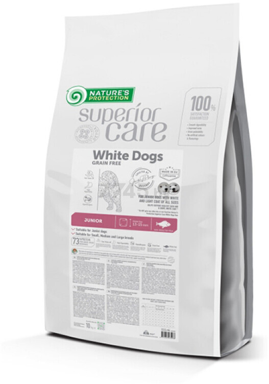 Сухой корм для щенков беззерновой NATURES PROTECTION Superior Care White Dogs Junior Fish 10 кг (NPSC47597)