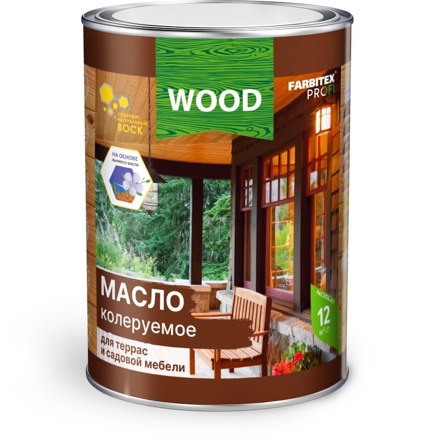 Масло колеруемое FARBITEX Профи Wood для террас и садовой мебели палисандр 0,9 л (B4А03780)