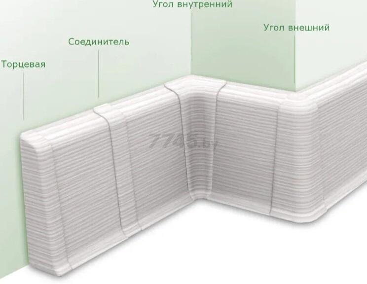 Плинтус напольный ПВХ IDEAL Деконика 55 мм 2,2 м 001 Белый (Д-П55 001 БЕЛ) - Фото 3