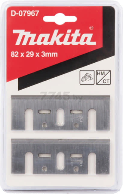 Ножи 82 ТСТ затачиваемые для рубанка MAKITA 1901, 1902, 1923H, KP080, KP0810 2 штуки (D-07967) - Фото 3