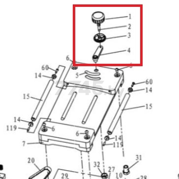 Рукоятка регулировочная в сборе для станка рейсмусового WORTEX TP3117 (MB1931-001-004)