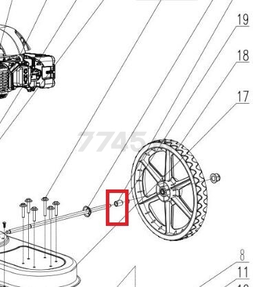 Втулка проставочная колеса левого для газонокосилки ECO LG-820 (624003)