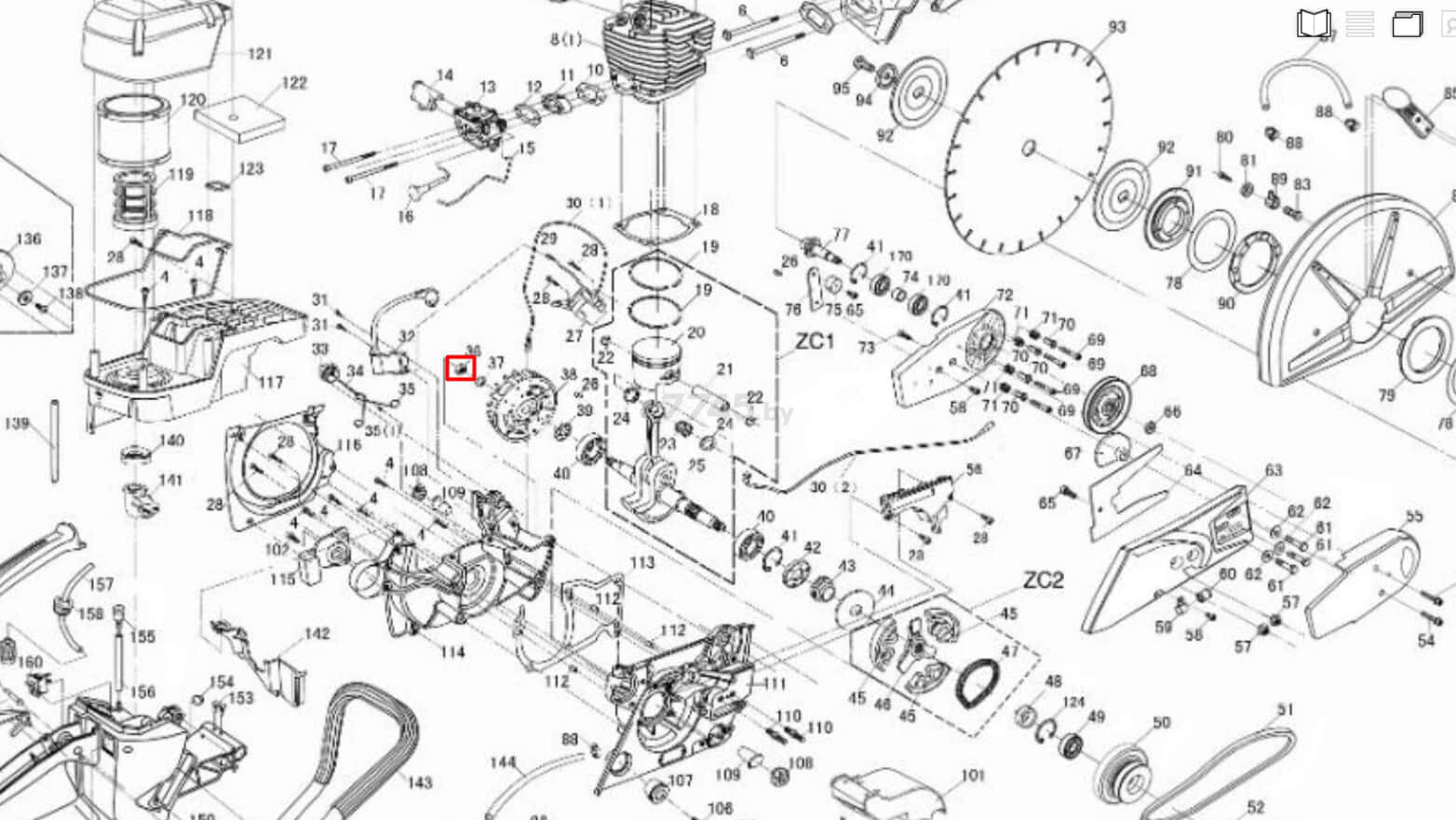 Гайка маховика M8 для бензореза BIM GC 3540 (YD6200-92303)