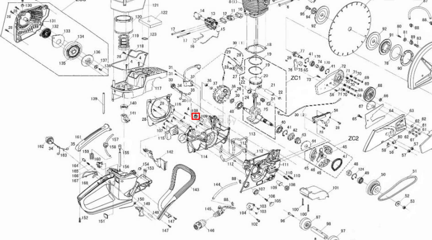 Крышка амортизатора длинного для бензореза BIM GC 3540 (YD6200-27213)