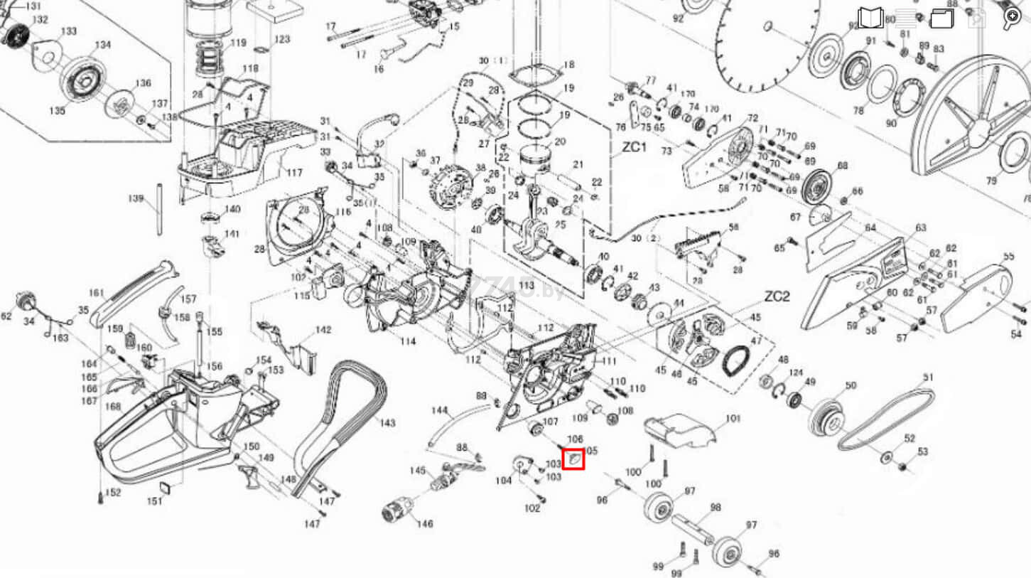 Крышка амортизатора короткого для бензореза BIM GC 3540 (YD3800-27213)