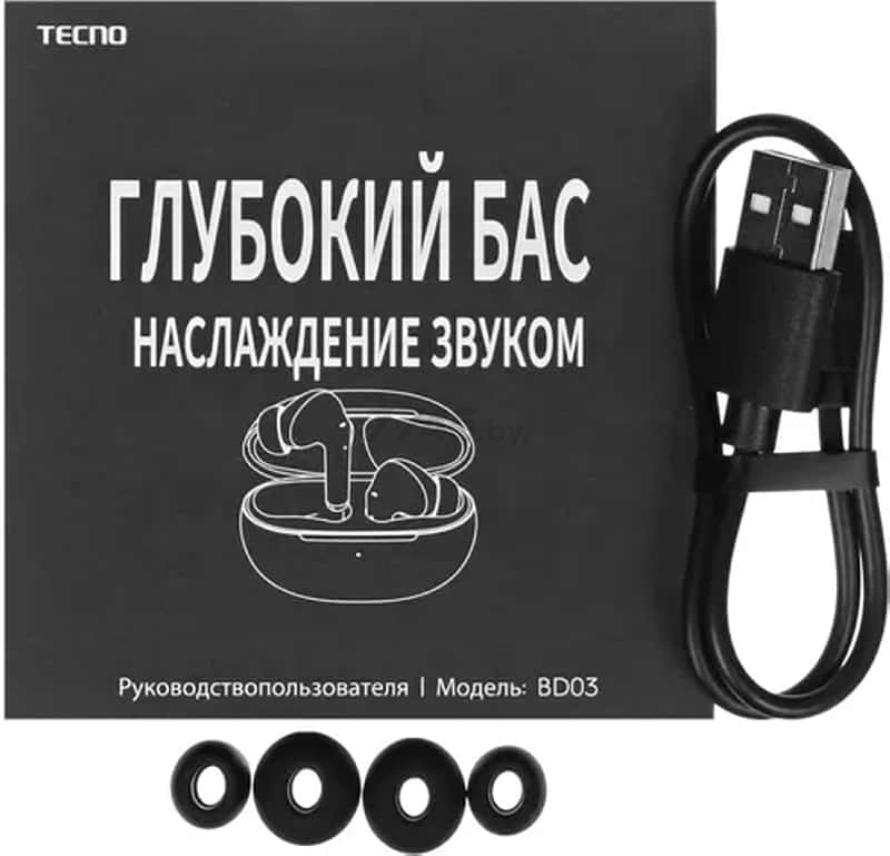 Наушники-гарнитура беспроводные TWS TECNO Buds 3 Black (BD03) - Фото 9