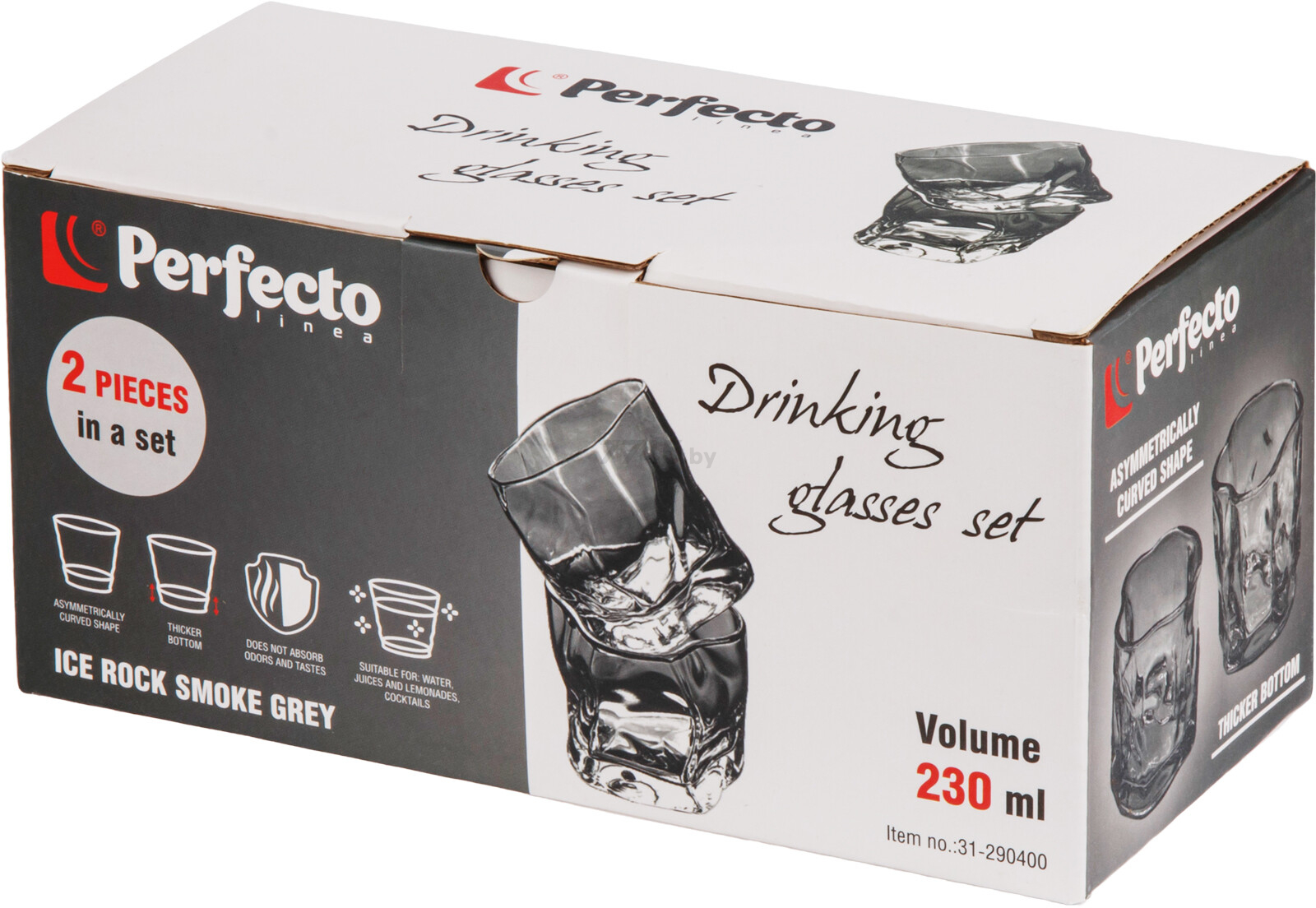 Набор стаканов PERFECTO LINEA Ice Rock Smoke Grey 230 мл 2 штуки (31-290400) - Фото 3