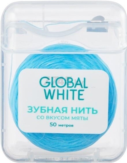 Зубная нить GLOBAL WHITE со вкусом мяты 50 м - Фото 3