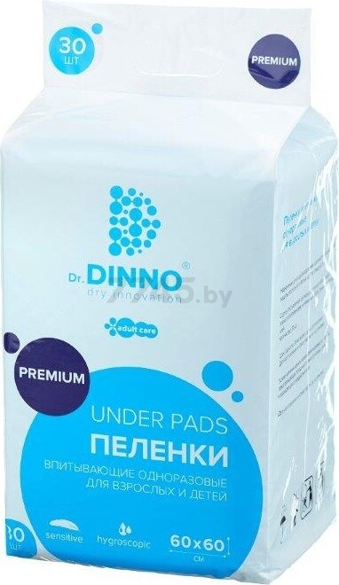 Пеленки гигиенические впитывающие DR. DINNO Premium 60х60 см 30 штук (4811226000141)