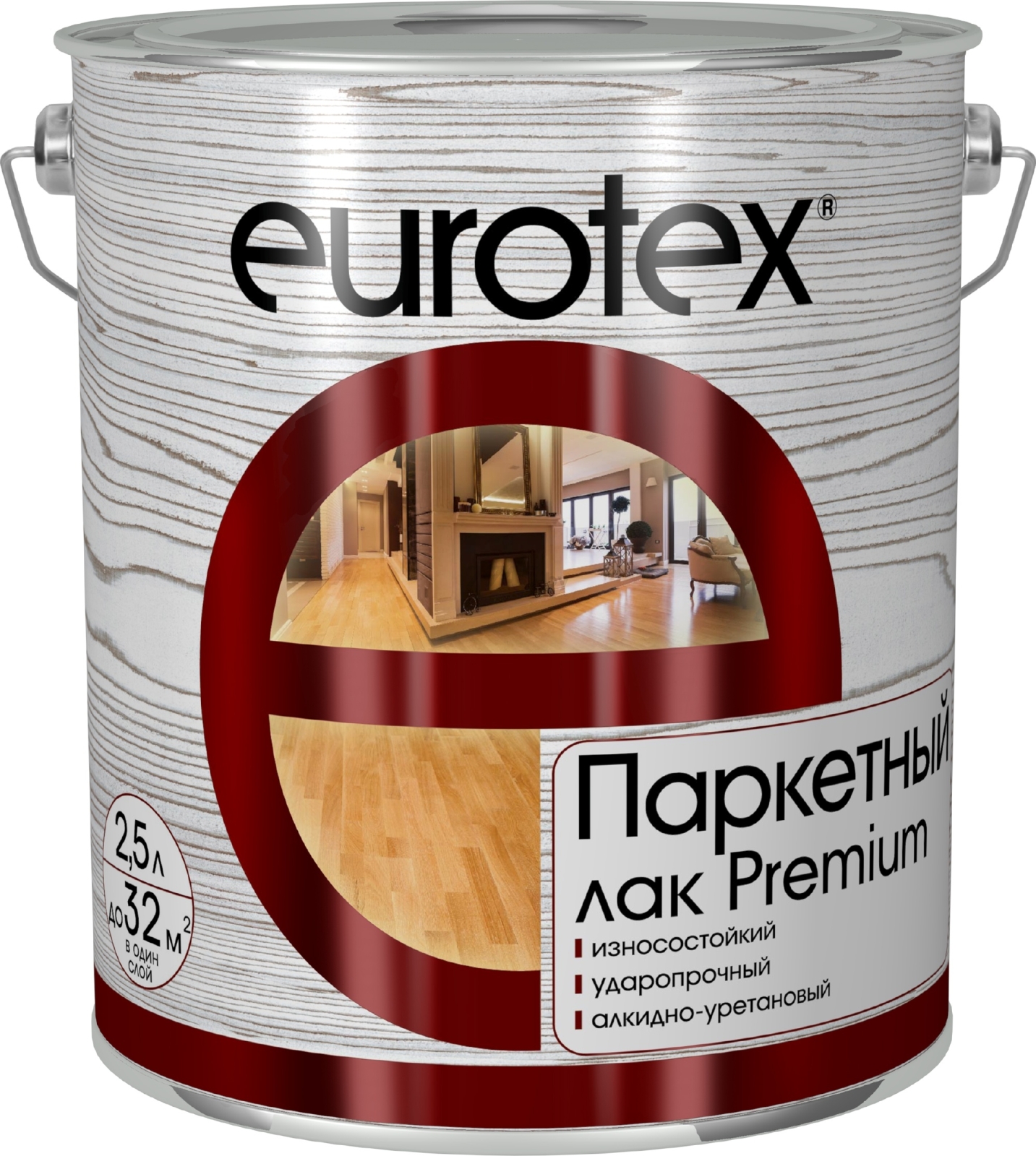 Лак алкидно-уретановый РОГНЕДА Eurotex Premium Для паркета полуматовый 2,5 л