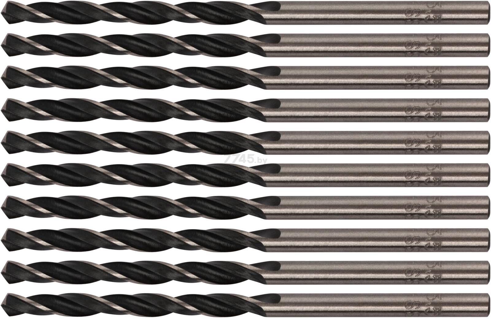 Сверло по металлу спиральное 3,5x70 мм FIT HSS черненое  10 штук (33535)
