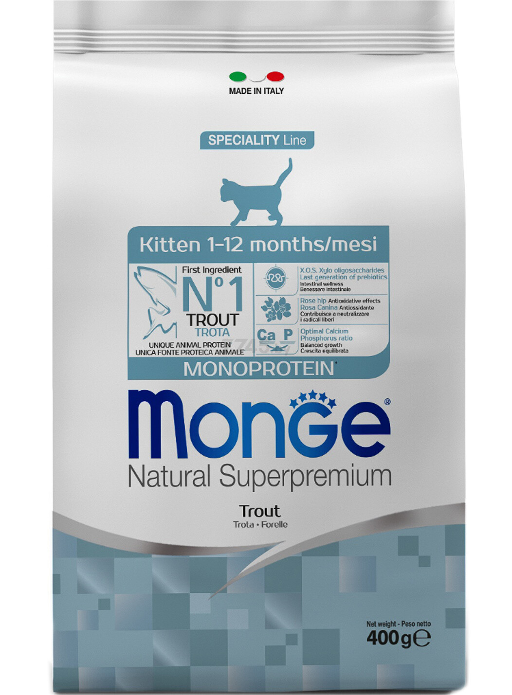 Сухой корм для котят MONGE Speciality Monoprotein Kitten форель 0,4 кг (70005470) - Фото 2