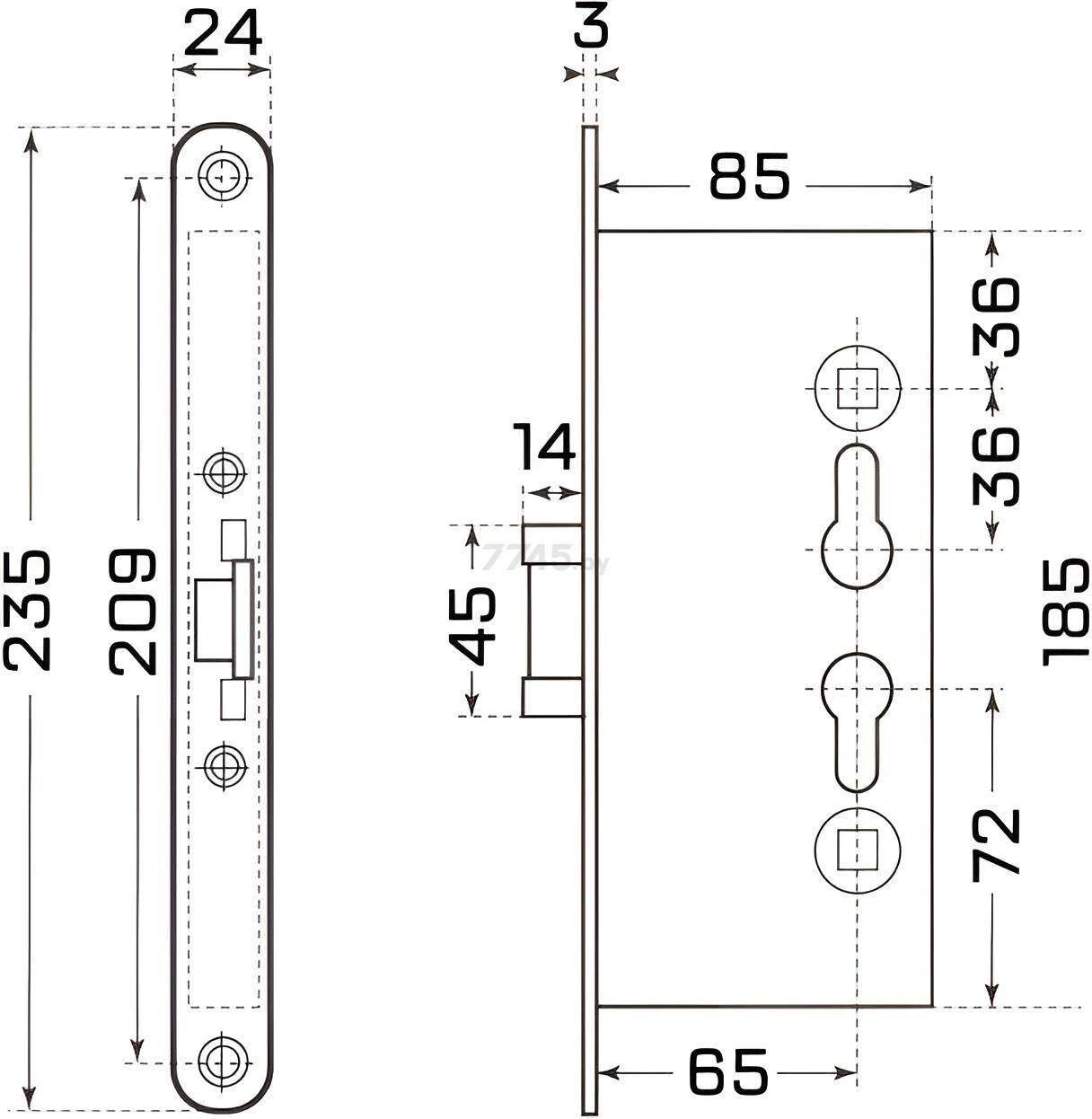 Замок врезной цилиндровый СТАНДАРТ Строитель SD 1739 (14866) - Фото 3