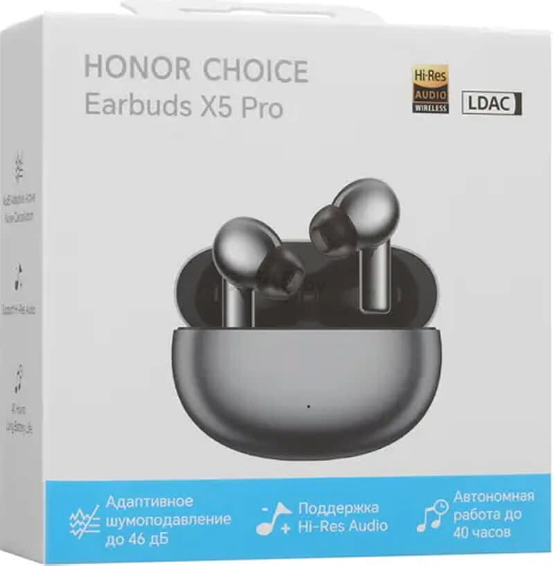 Наушники-гарнитура беспроводные TWS HONOR Choice Earbuds X5 Pro Gray - Фото 17