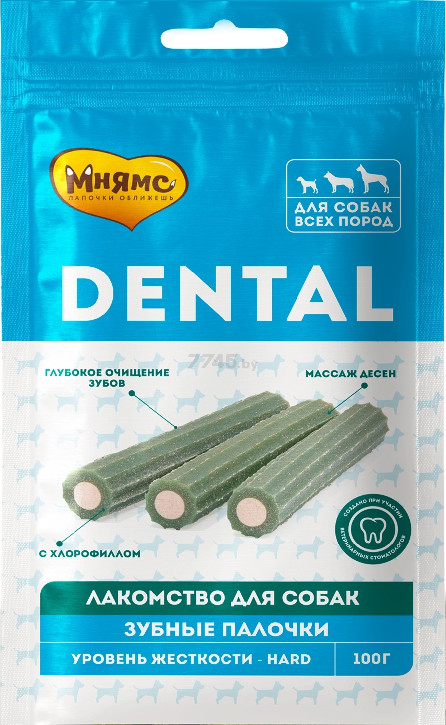 Лакомство для собак МНЯМС Dental Зубные палочки с хлорофиллом 100 г (170456)