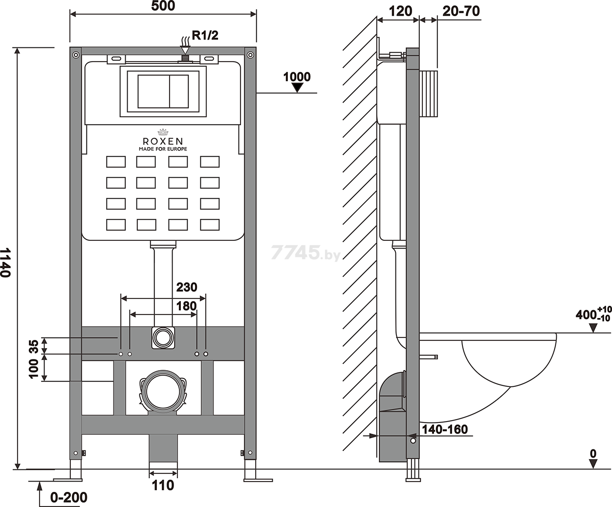 Инсталляция для унитаза ROXEN StounFix Slim (710200) - Фото 2