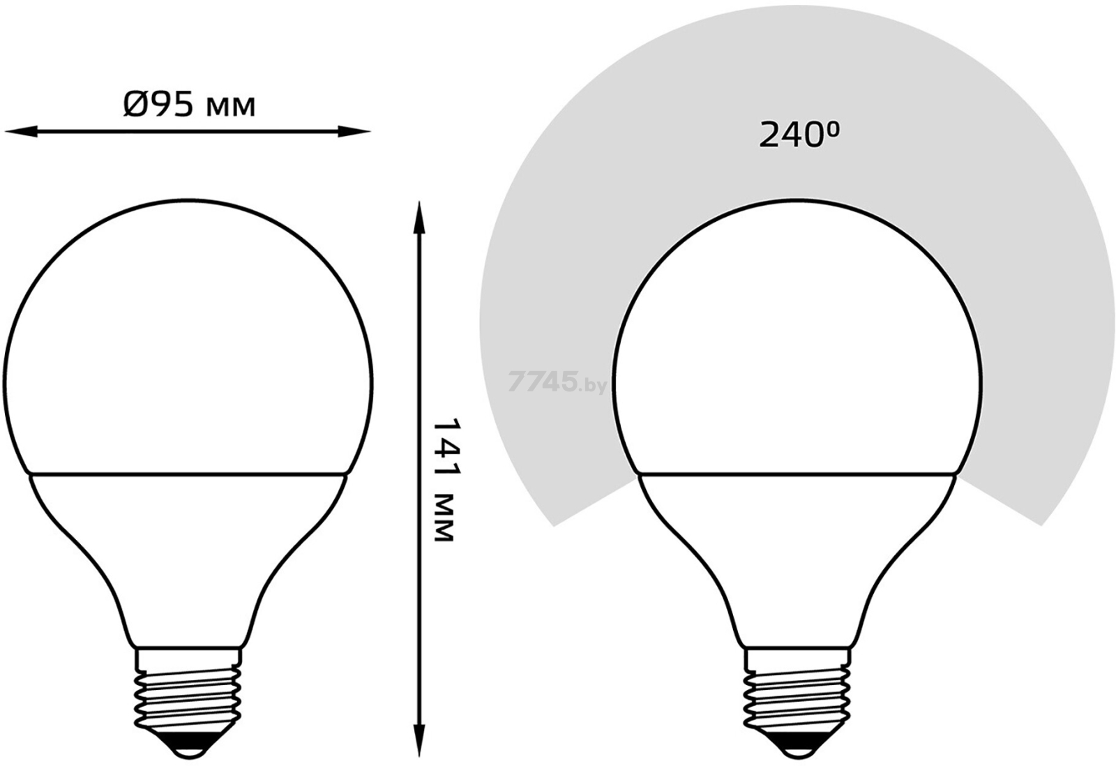 Лампа светодиодная E27 GAUSS G95 16 Вт 4100K (105102216) - Фото 5