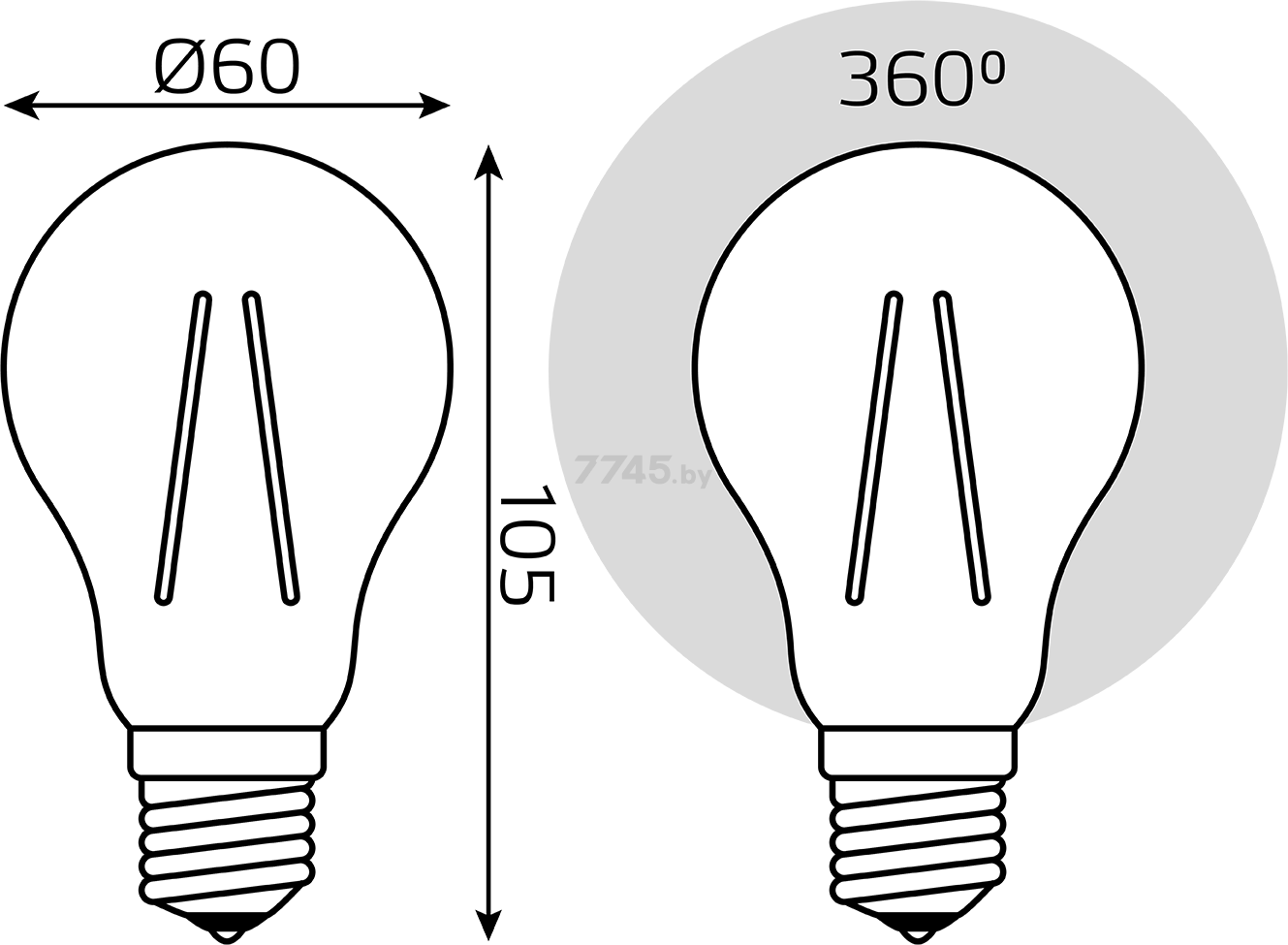 Лампа светодиодная филаментная Е27 GAUSS Black 6 Вт 4100K (102802206) - Фото 5