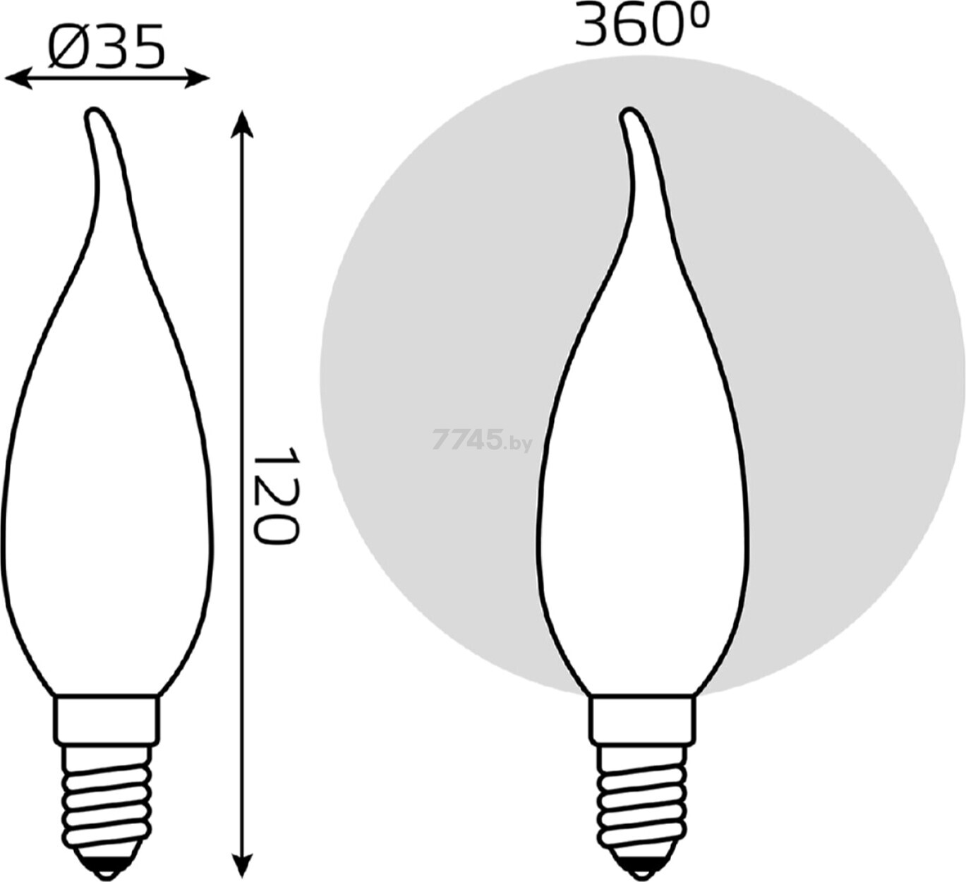 Лампа светодиодная филаментная E14 GAUSS Tailed Opal milky 5 Вт 2700K (104201105) - Фото 6