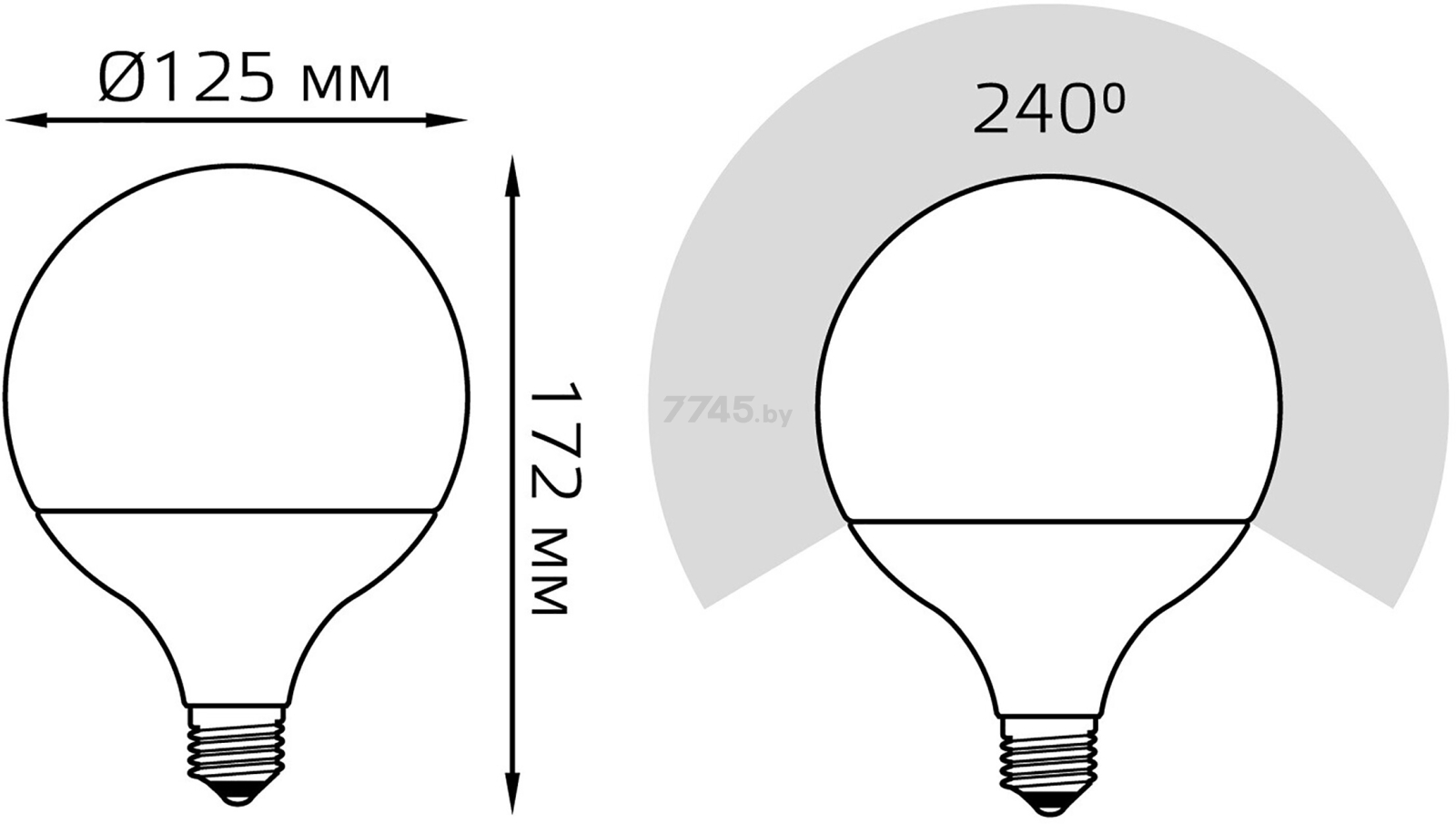 Лампа светодиодная E27 GAUSS Black G125 22 Вт 3000K (105102122) - Фото 5
