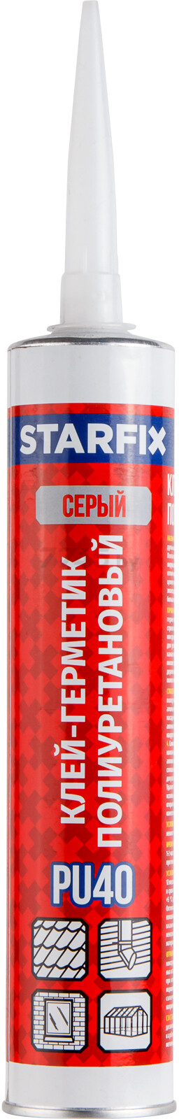 Клей-герметик STARFIX PU40 300 мл серый (SM-30218-1)