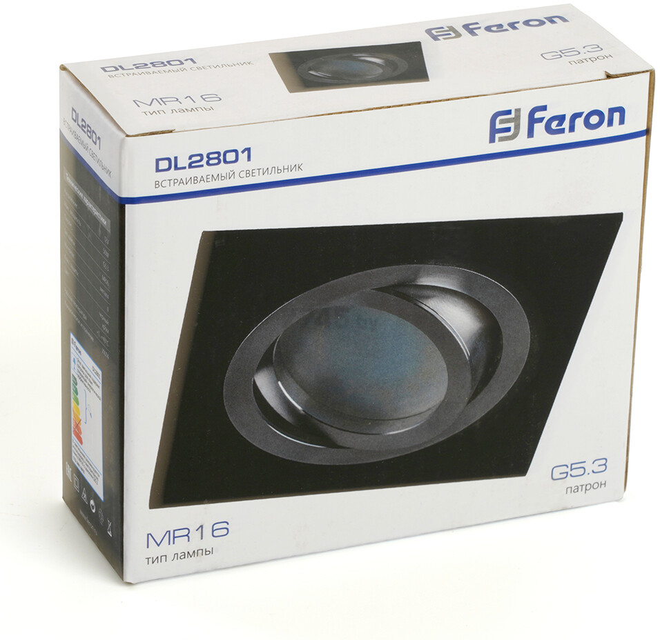 Светильник точечный встраиваемый FERON DL2801 MR16 черный, хром (32638) - Фото 6