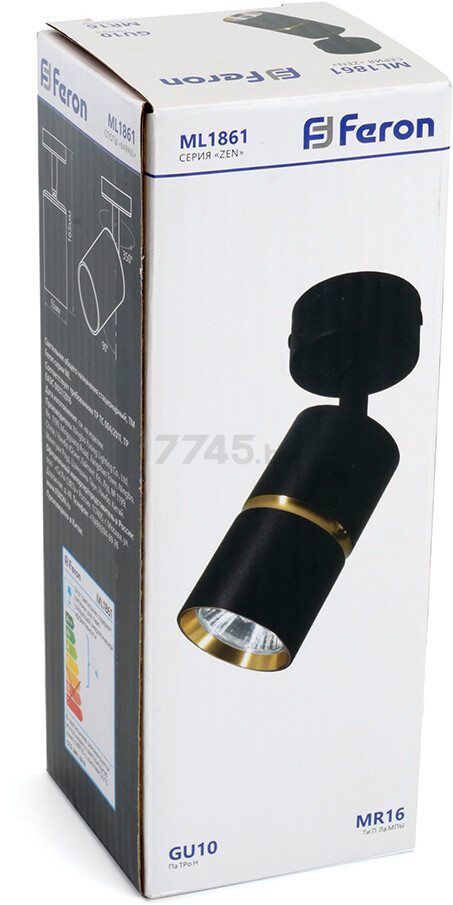 Светильник накладной поворотный GU10 35 Вт FERON ML1861 Zen черный, золото (48641) - Фото 9